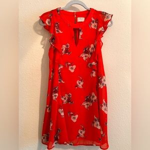 Red floral dress